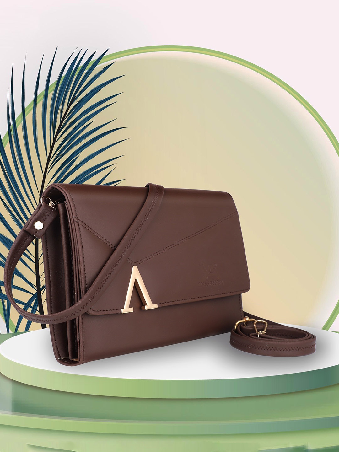 

YESSBENZA Structured A Fitting Sling Bag, Brown