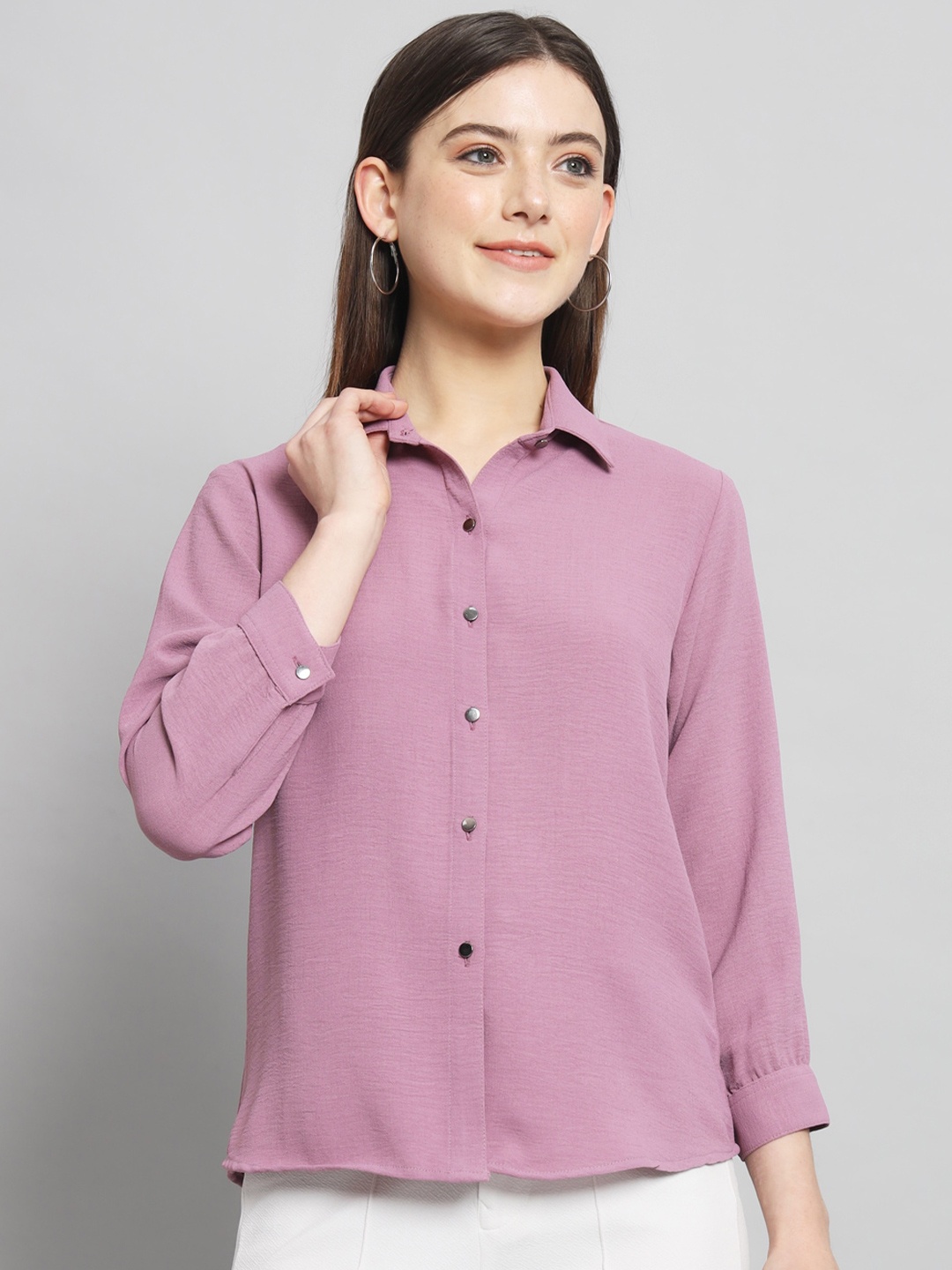 

RAER Standard Opaque Spread Collar Casual Shirt, Pink