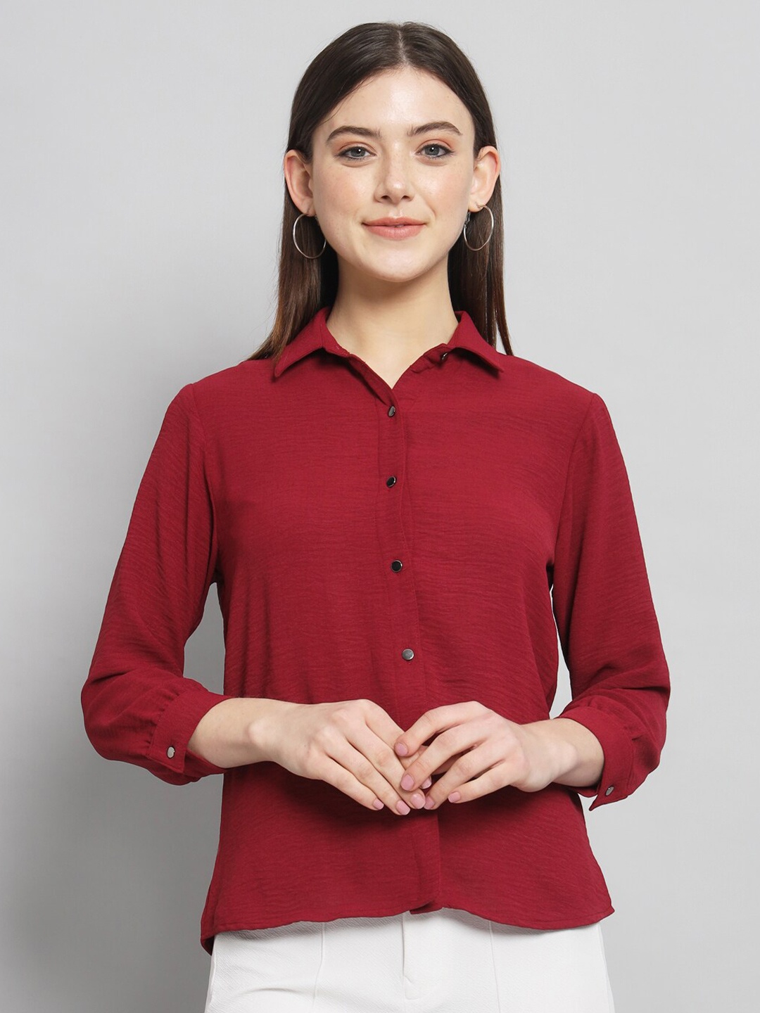 

RAER Standard Opaque Spread Collar Casual Shirt, Maroon