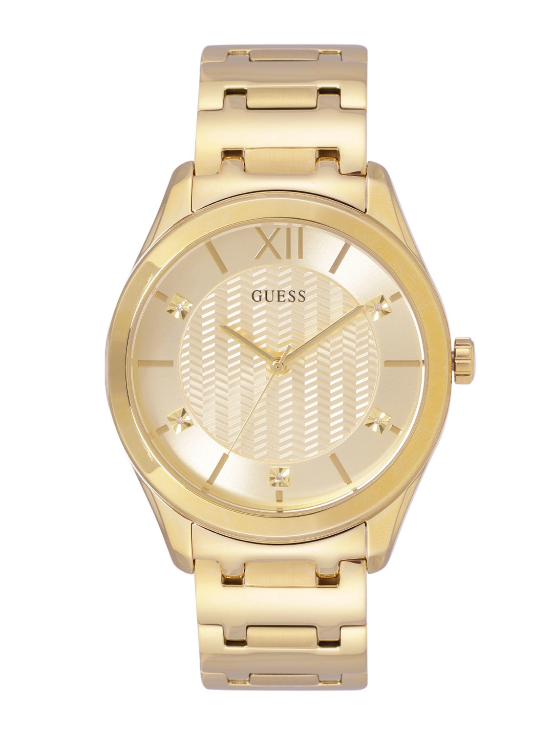 

GUESS Men Bracelet Style Straps Analogue Watch U1341G2M, Gold
