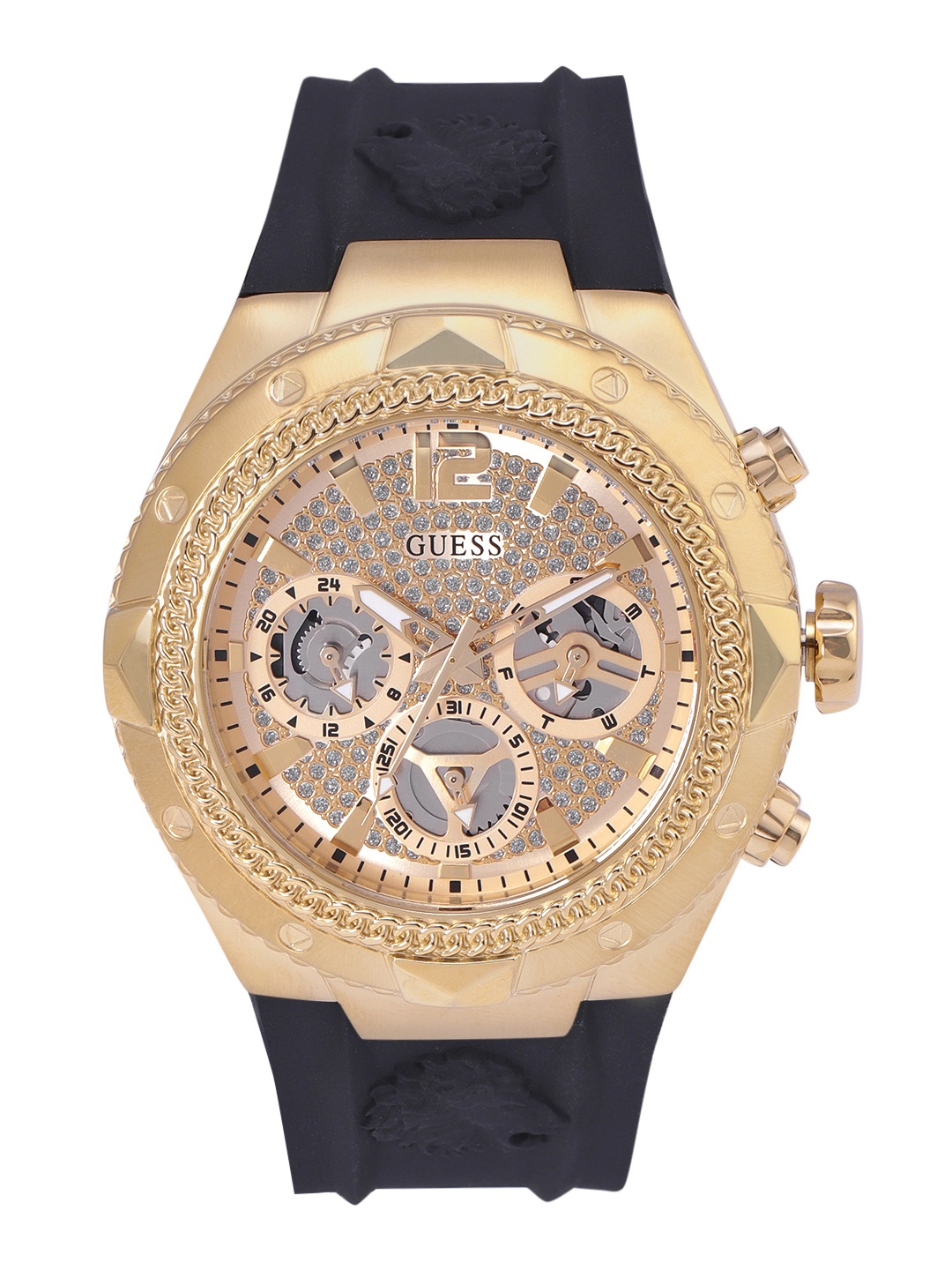 

GUESS Men Dial & Straps Analogue Chronograph Watch GW0717G1, Gold