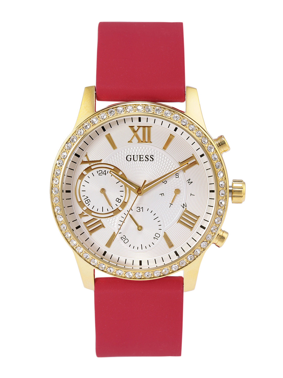 

GUESS Women Dial & Straps Analogue Chronograph Solar Powered Watch U1135L6M, White