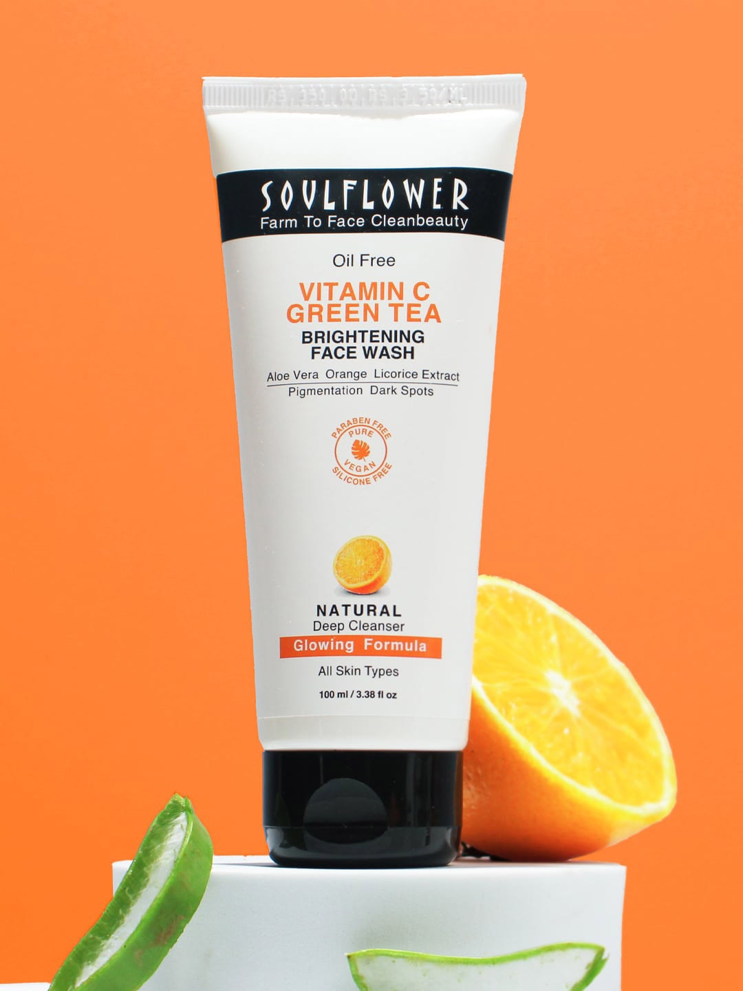 

Soulflower Vitamin C & Green Tea Brightening Face Wash - 100ml, Transparent