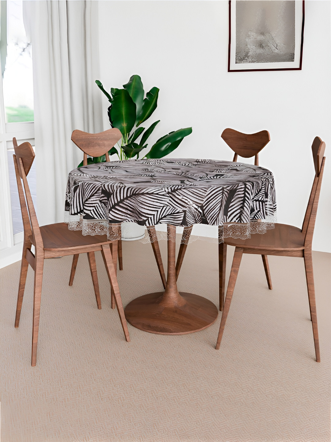 

Kuber Industries Black 4 Seater Round Table Cover