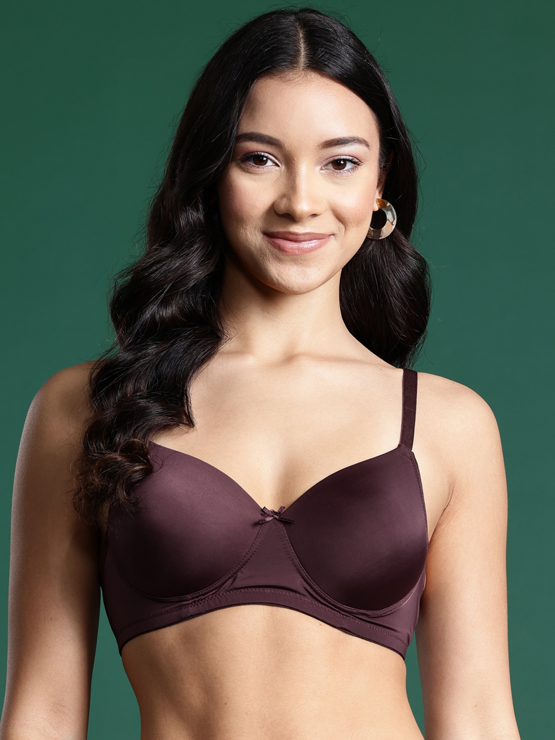 

DressBerry Solid Full Coverage Lightly Padded Push-Up Bra, Brown