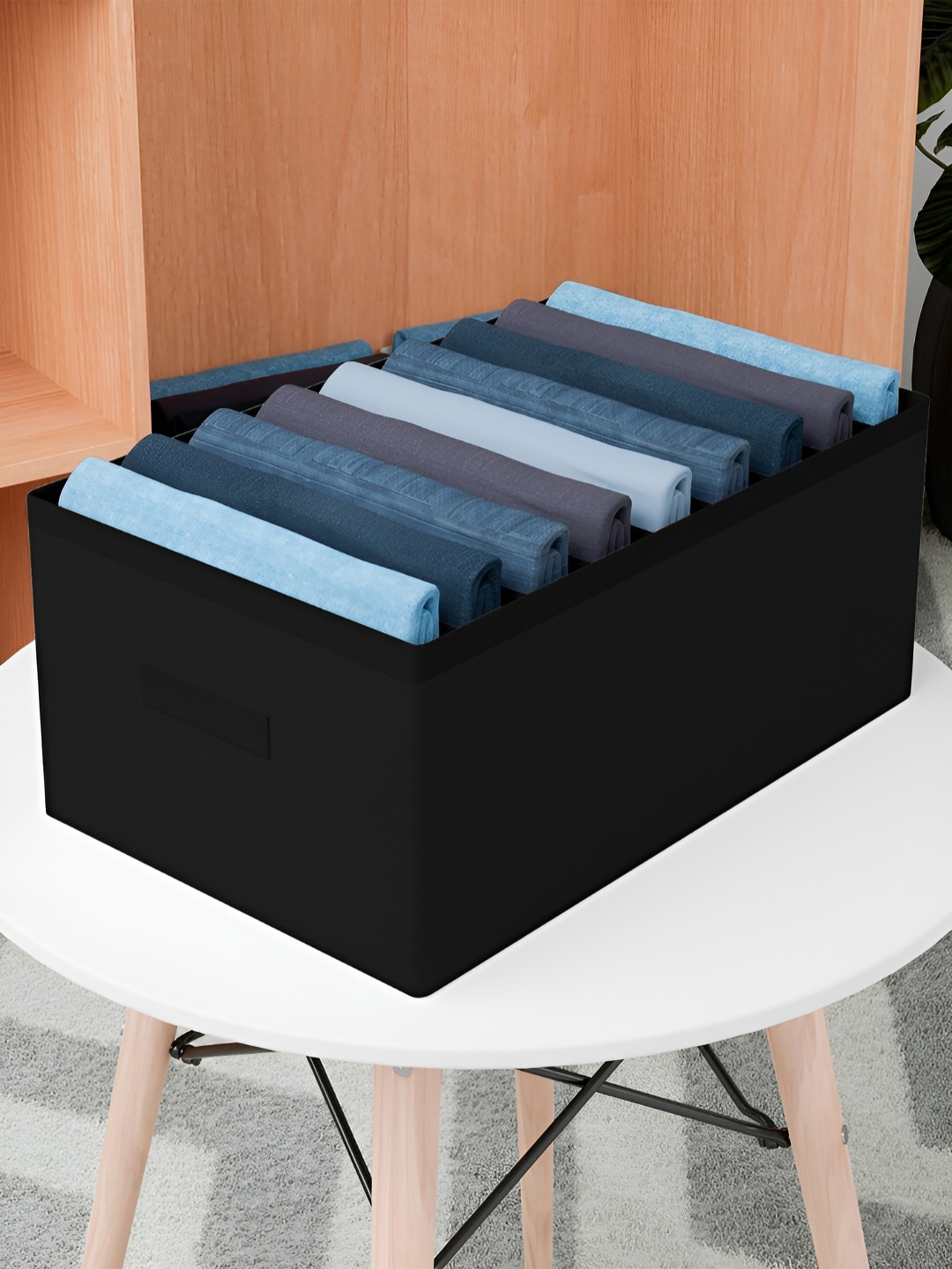 

Kuber Industries Black Reusable Drawer Organiser