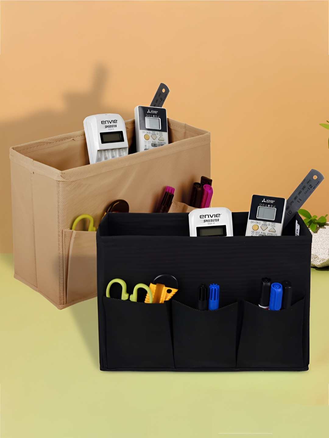 

Kuber Industries Black 2 Pieces Reusable Drawer Organisers