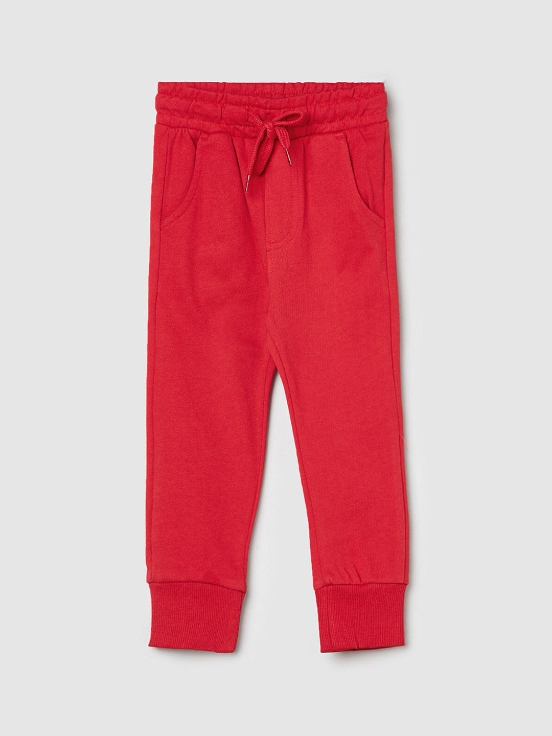 

max Boys Pure Cotton Mid-Rise Joggers, Red