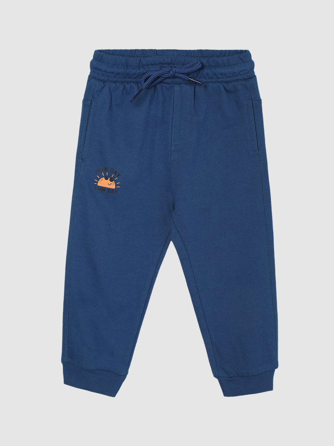 

max Boys Pure Cotton Mid-Rise Joggers, Blue