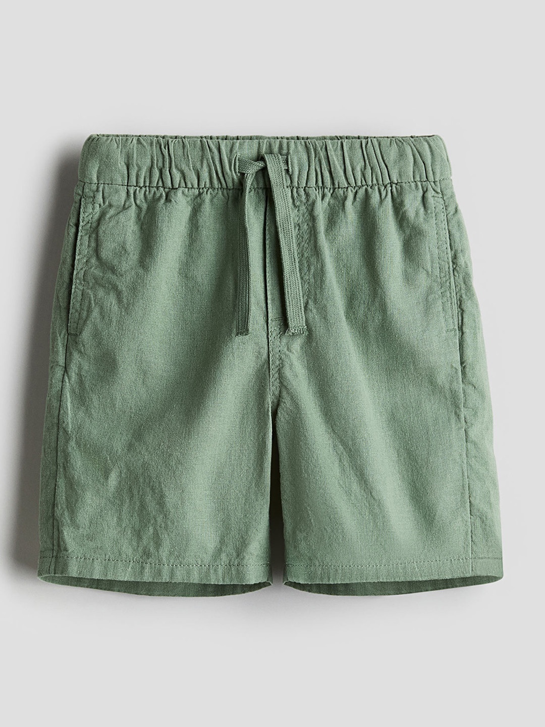 

H&M Boys Linen-Blend Pull-On Shorts, Green