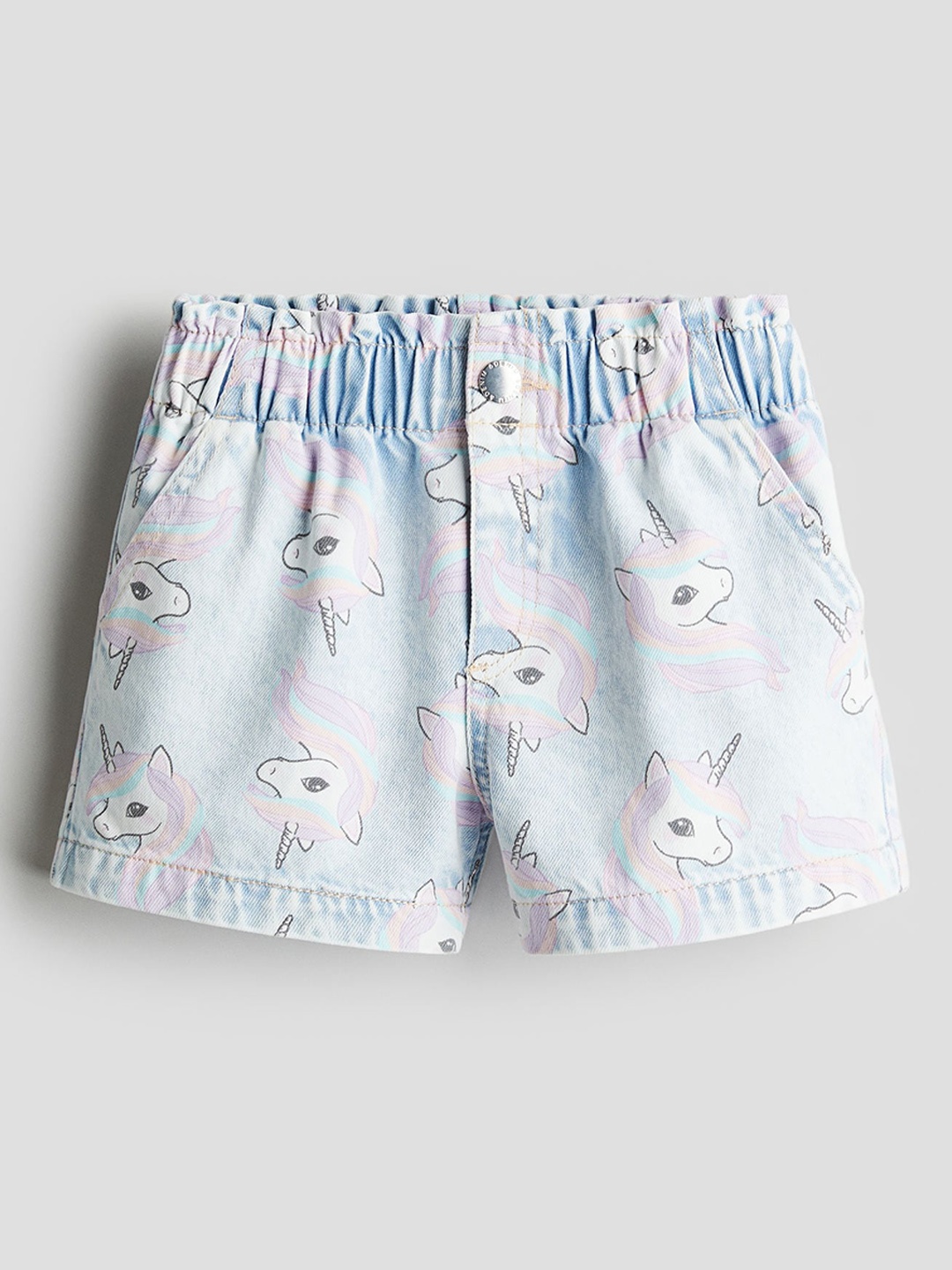 

H&M Girls Pure Cotton Loose Fit Denim Shorts, Blue