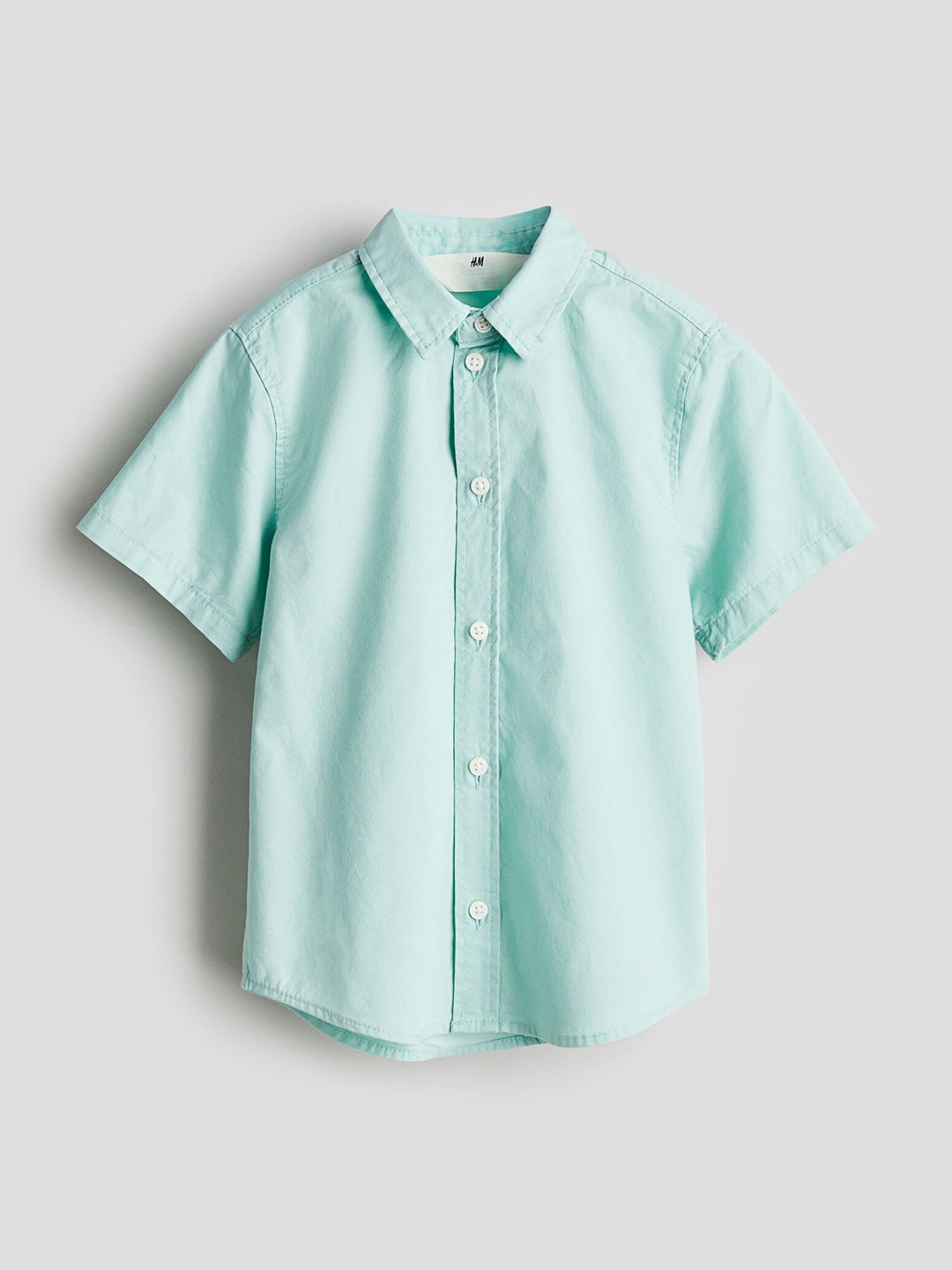 

H&M Boys Short-Sleeved Cotton Shirt, Turquoise blue