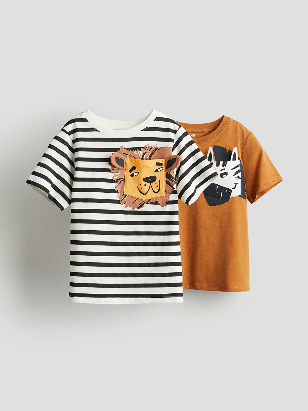 

H&M Boys Pure Cotton 2-Pack Interactive Detail T-shirts, Black