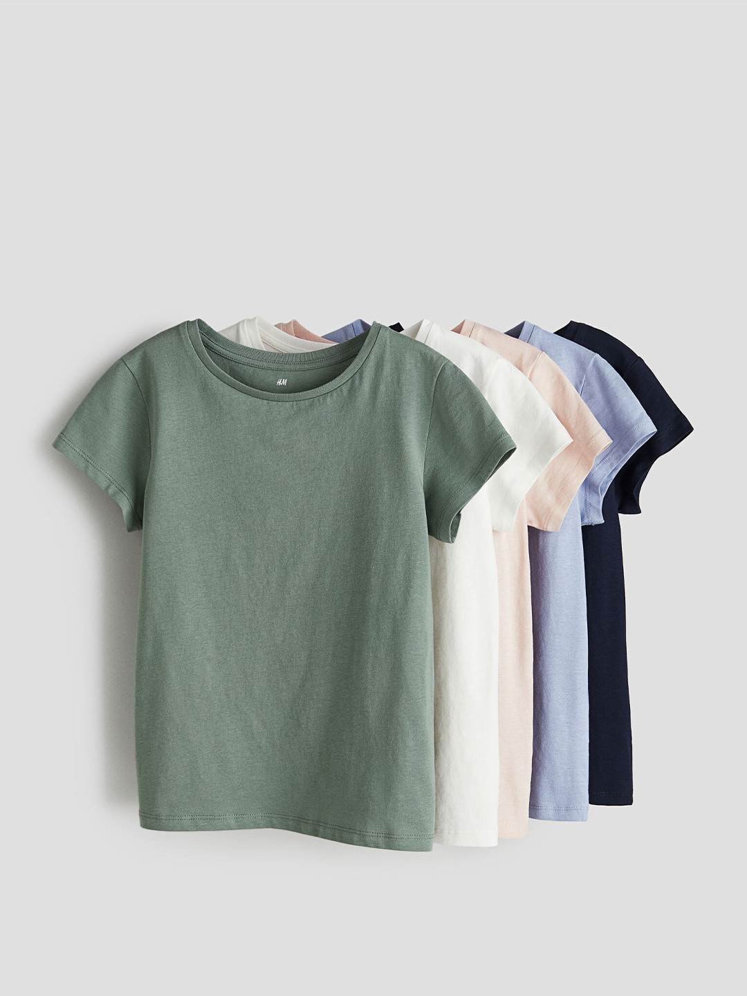 

H&M Girls 5-Pack Cotton T-shirts, Green
