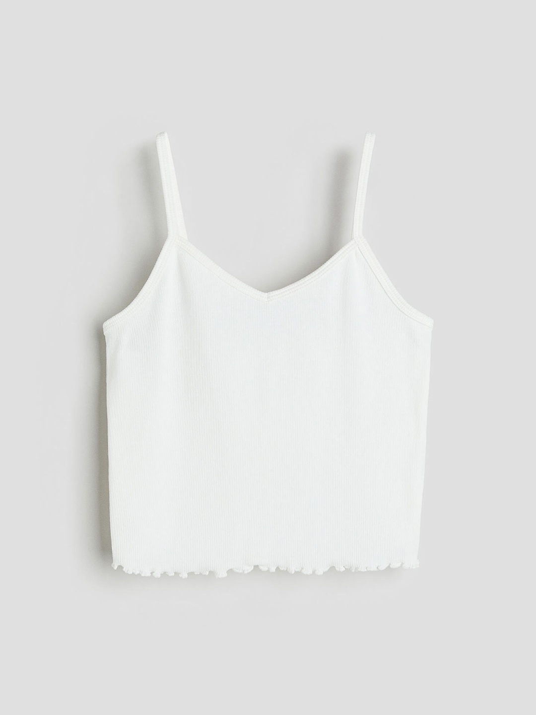 

H&M Girls Ribbed Jersey Strappy Top, White