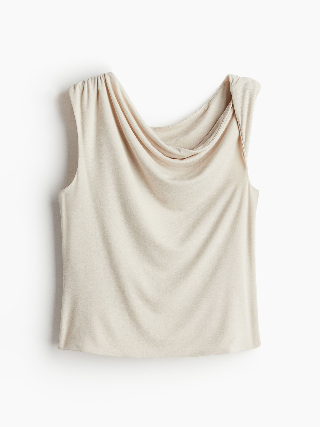 

H&M Twist-Detail One-Shoulder Top, Beige