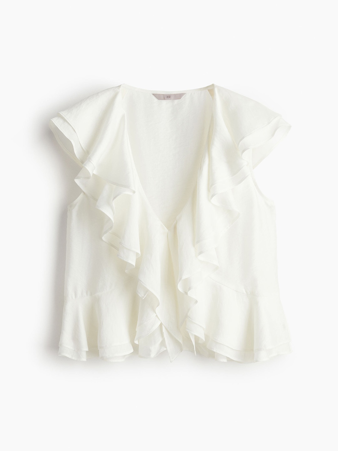 

H&M Women Flounce-Trimmed Blouse, White