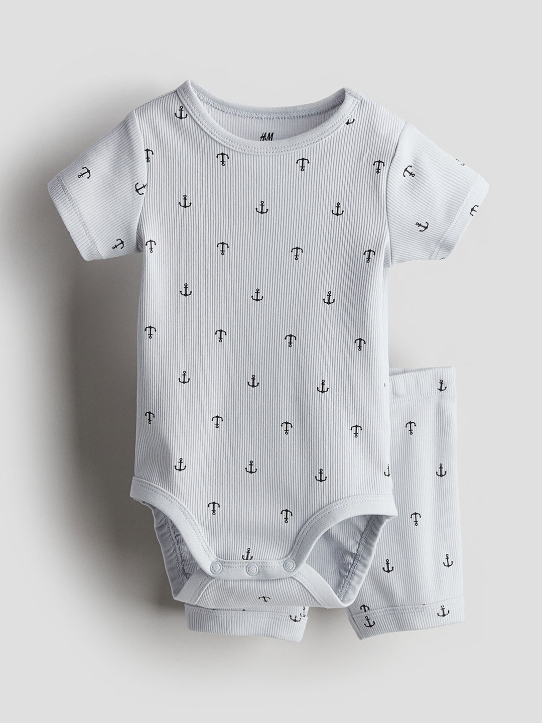 

H&M Boys 2-Piece Ribbed Cotton Set, Blue