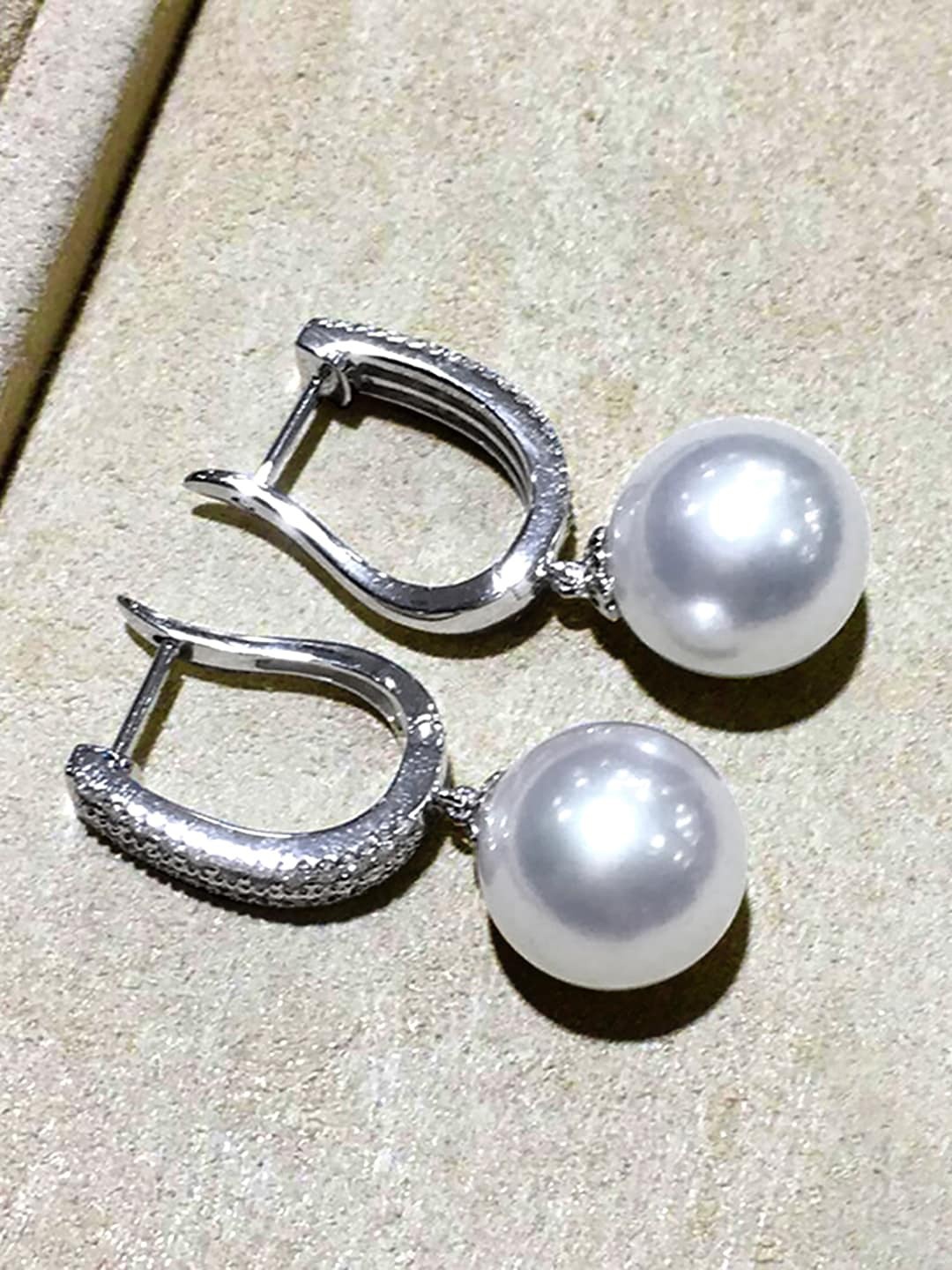 

Peora Silver Plated Cubic Zirconia & Pearl Drop Earrings