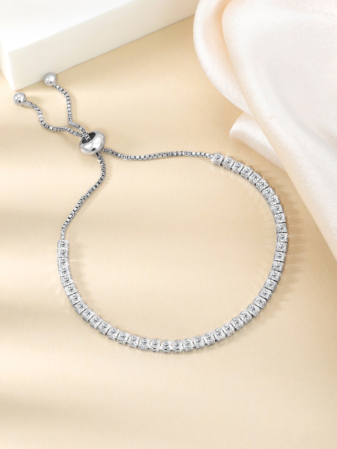 

Peora Cubic Zirconia Silver Plated Wraparound Bracelet