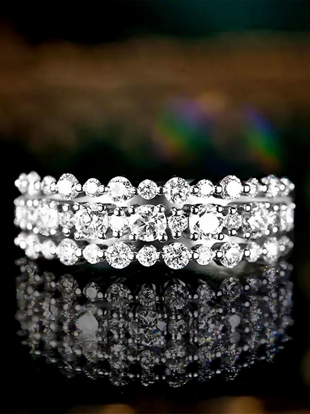 

Peora Silver-Plated CZ-Studded Ring