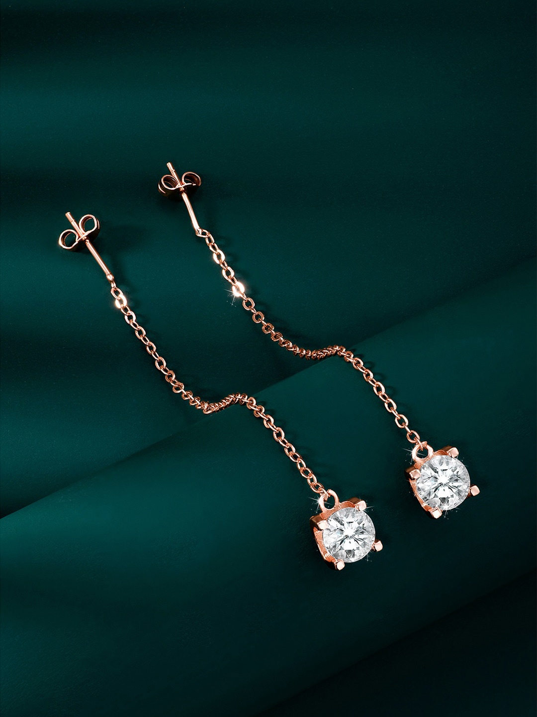 

Peora Rose Gold Plated Cubic Zirconia Drop Earrings