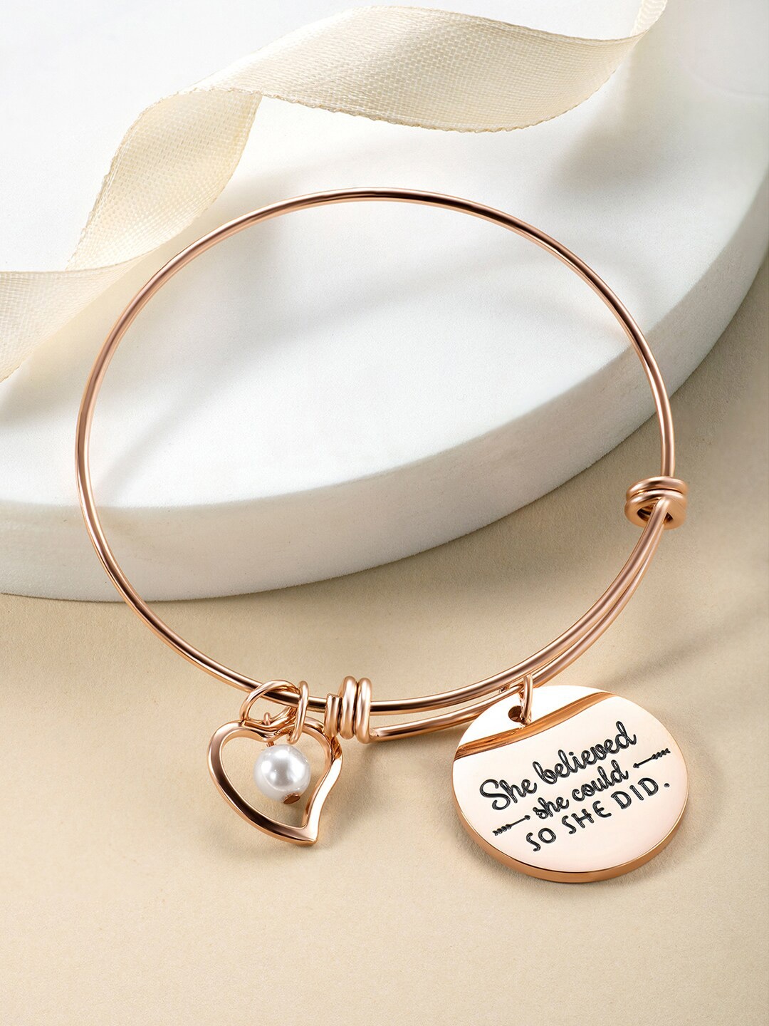 

Peora Pearls Rose Gold-Plated Charm Bracelet