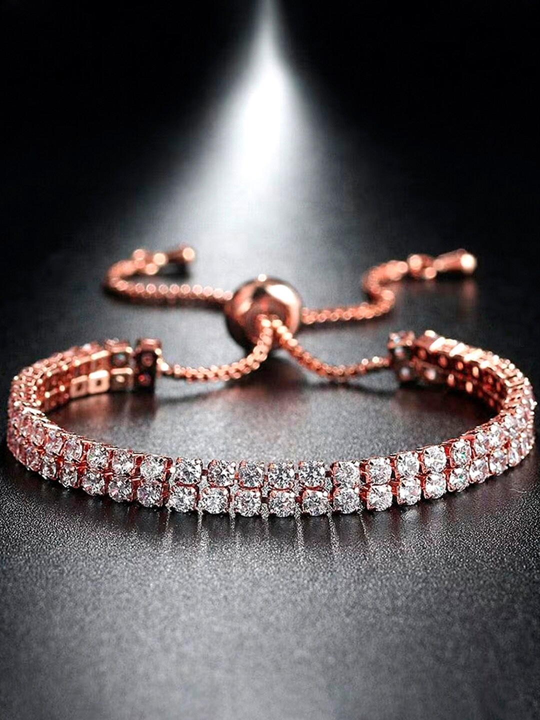 

Peora Cubic Zirconia Rose Gold-Plated Wraparound Bracelet