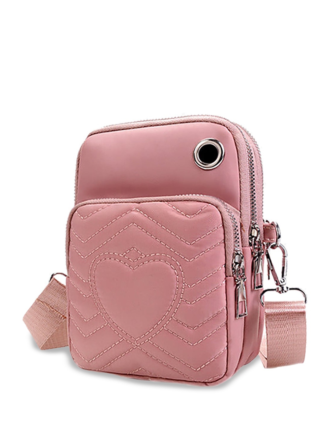 

SYGA Leather Structured Sling Bag, Pink