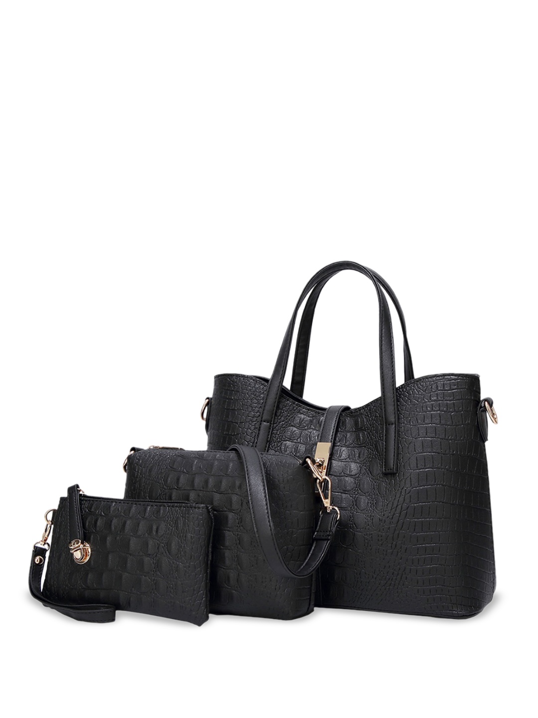 

SYGA Set Of 3 Leather Shoulder Bags with Tasselled, Black