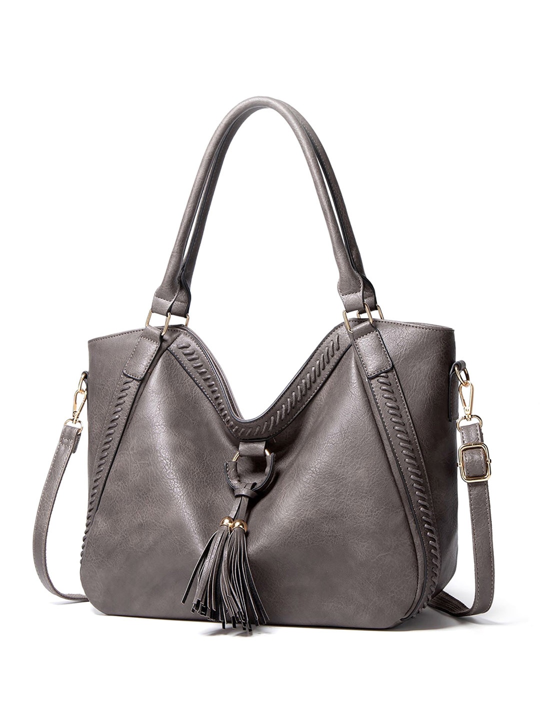 

SYGA Structured Leather Handheld Bag, Grey