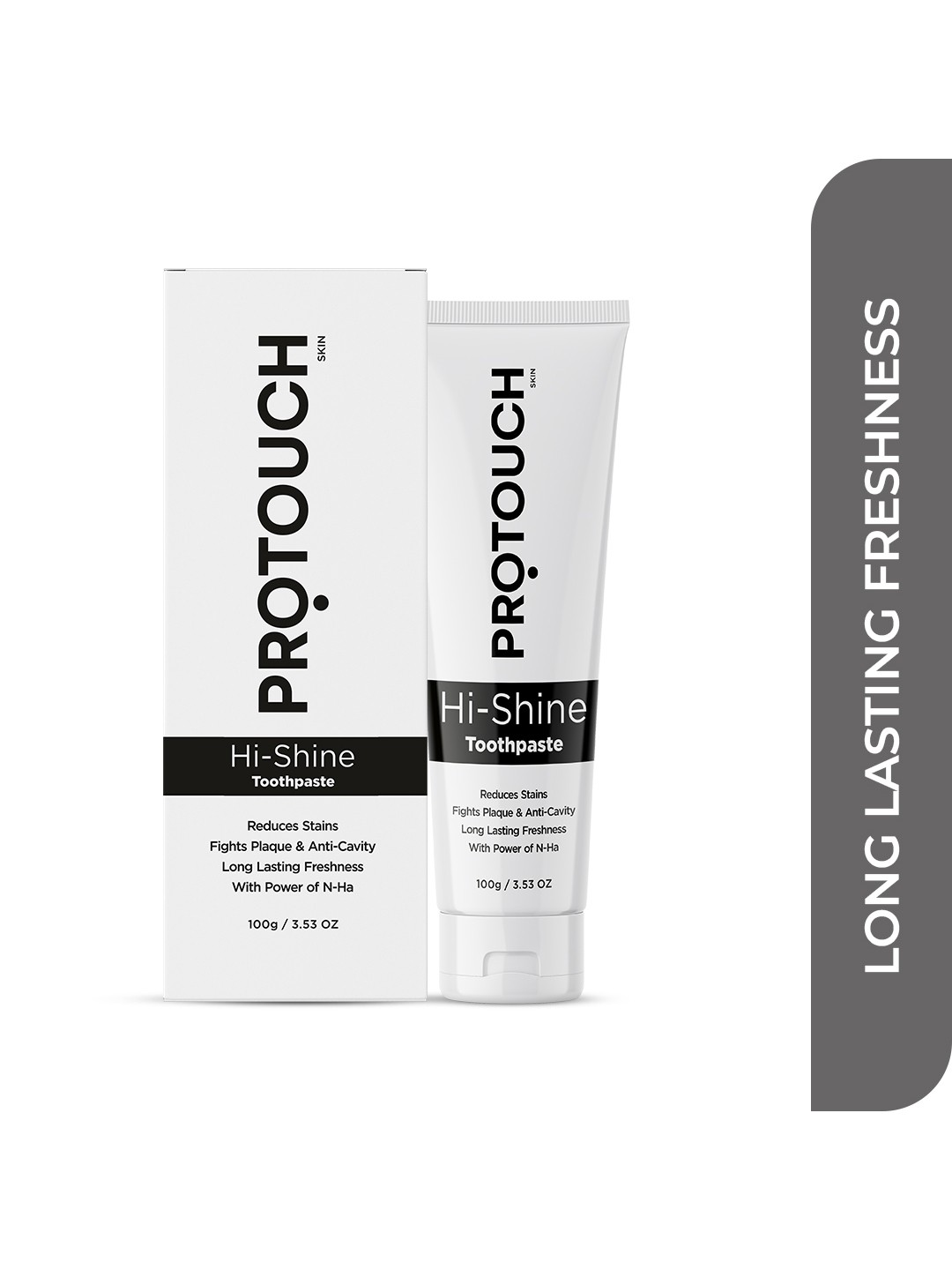 

PROTOUCH Hi- Shine Toothpaste with Charcoal & Refreshing Mint for Teeth Whitening - 100 g, White