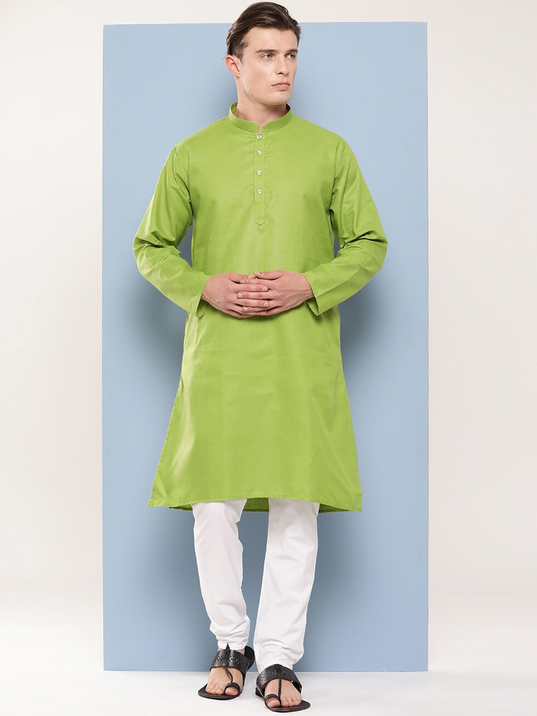 

BAESD Men Regular Pure Cotton Kurta with Pyjamas, Green