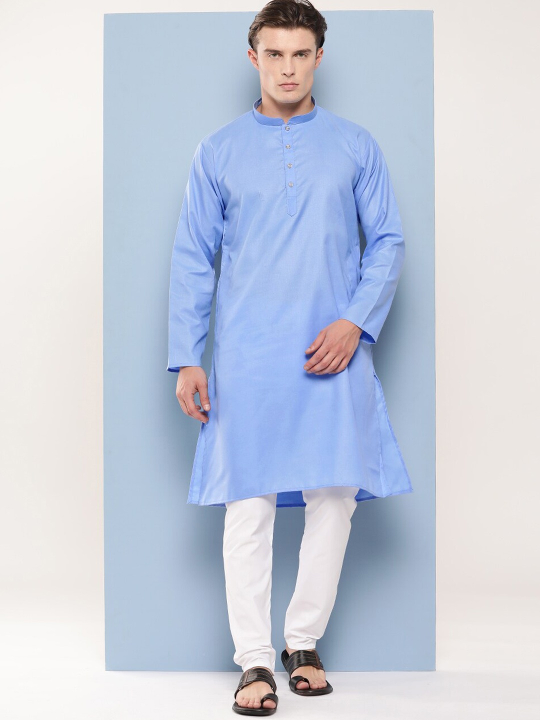 

BAESD Men Regular Pure Cotton Kurta with Pyjamas, Turquoise blue