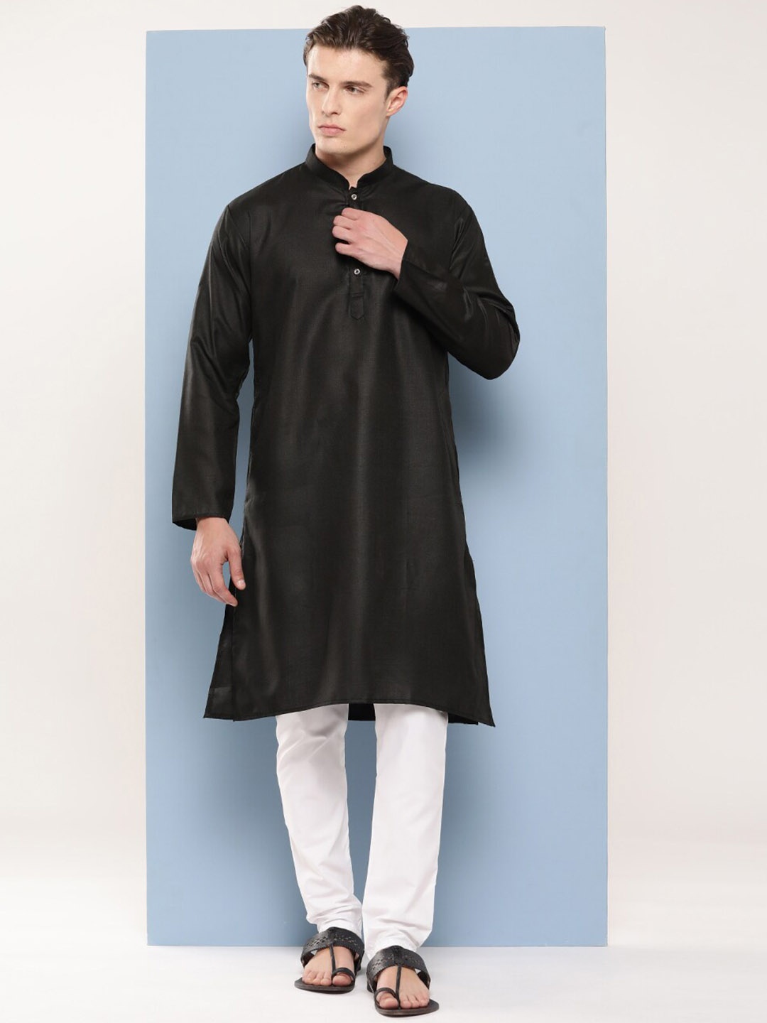 

BAESD Men Regular Pure Cotton Kurta with Pyjamas, Black