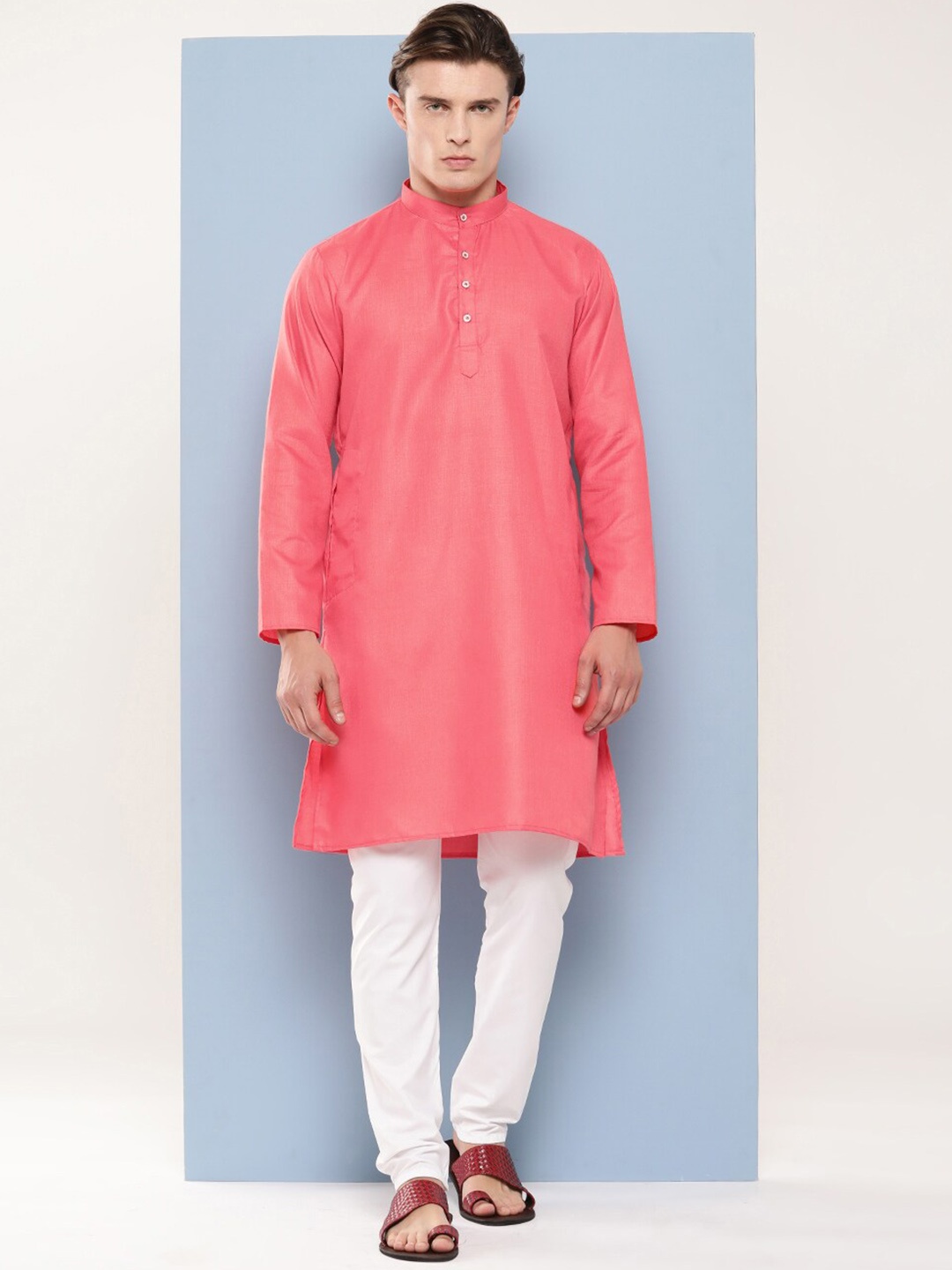 

BAESD Men Regular Pure Cotton Kurta with Pyjamas, Peach