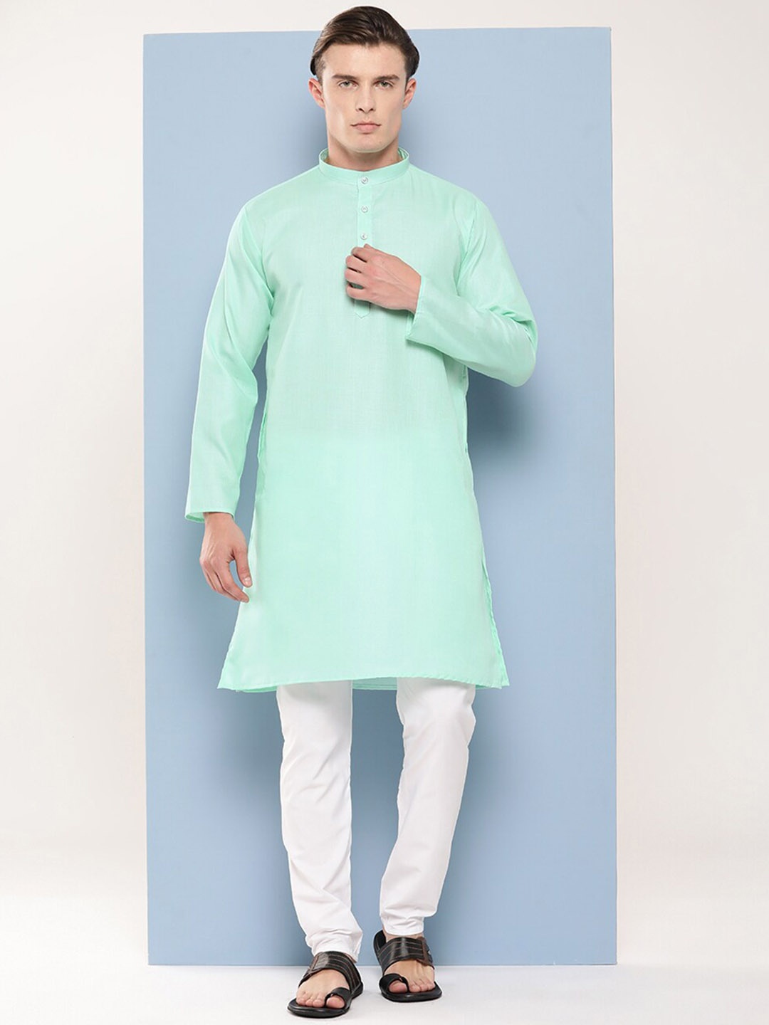 

BAESD Men Regular Pure Cotton Kurta with Pyjamas, Green