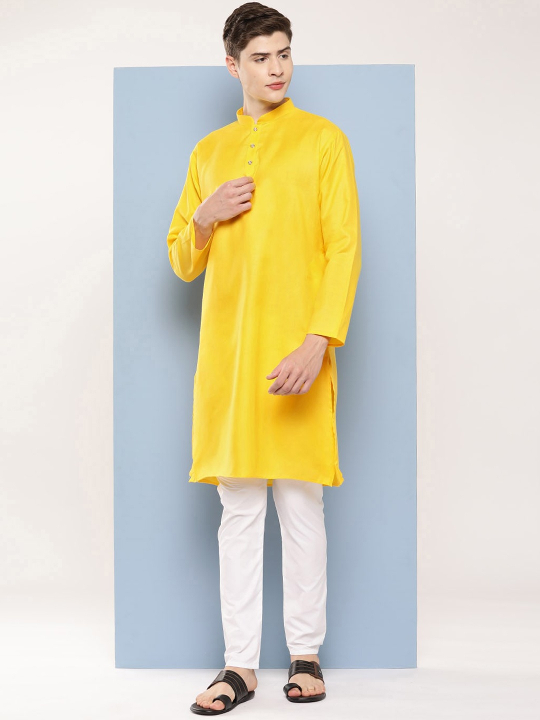 

BAESD Men Regular Pure Cotton Kurta with Pyjamas, Yellow