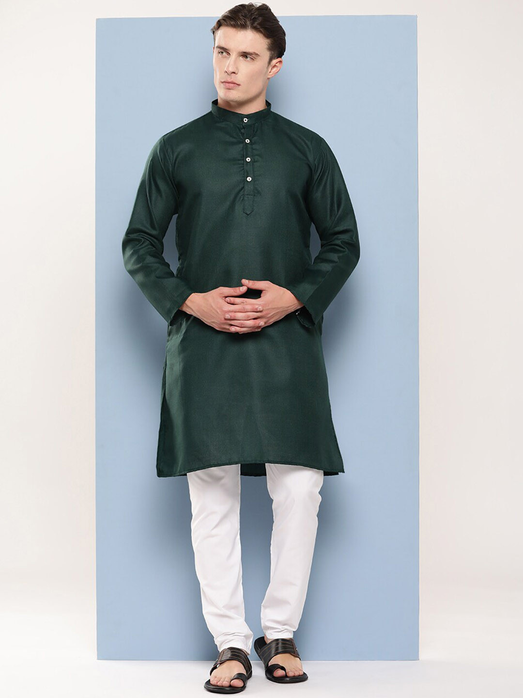 

BAESD Men Regular Pure Cotton Kurta with Pyjamas, Green