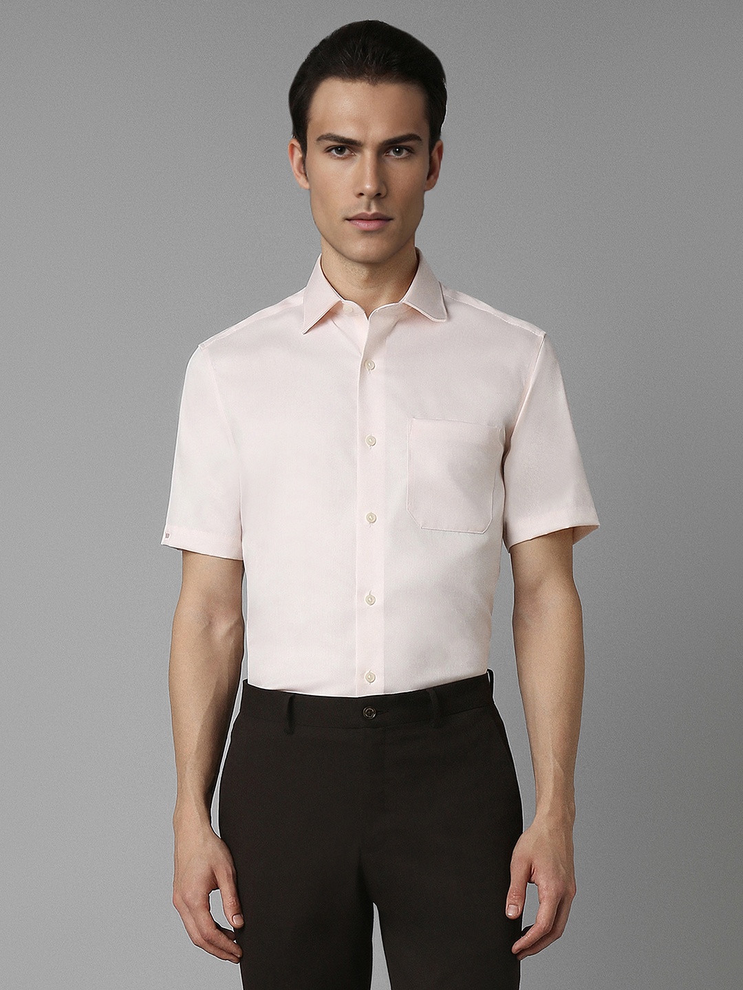 

Louis Philippe Spread Collar Pure Cotton Formal Shirt, Peach