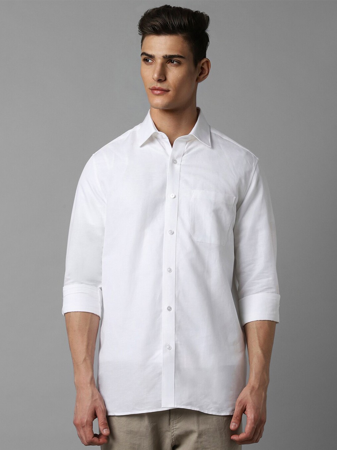 

Louis Philippe Classic Fit Spread Collar Cotton Casual Shirt, White