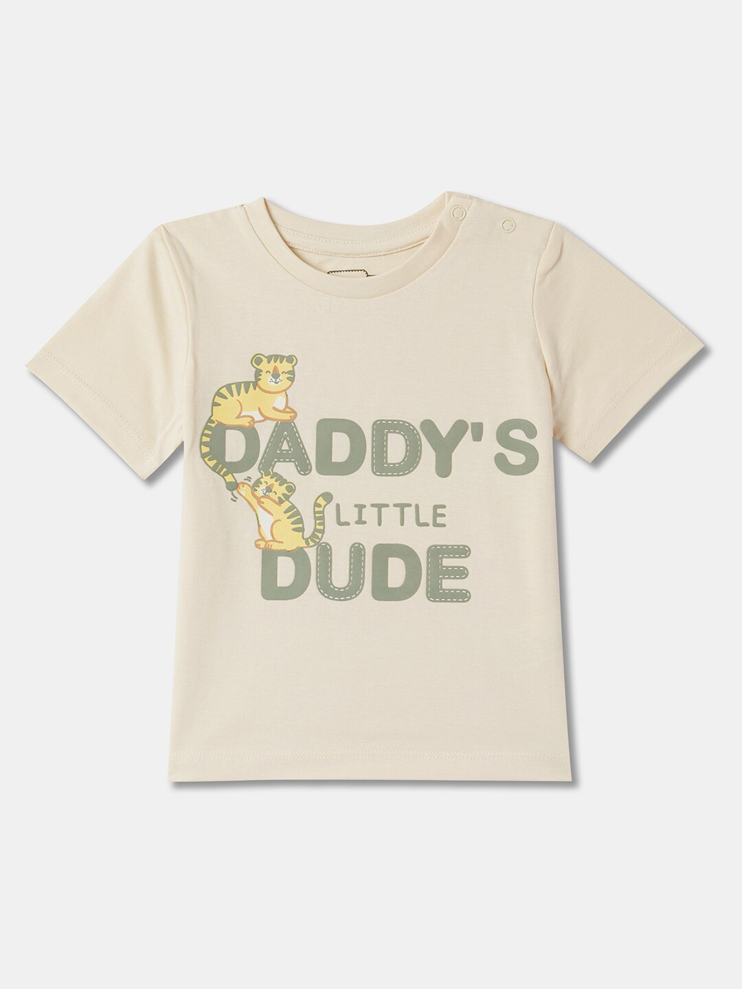 

R&B Boys Typography Printed Pure Cotton T-shirt, Beige