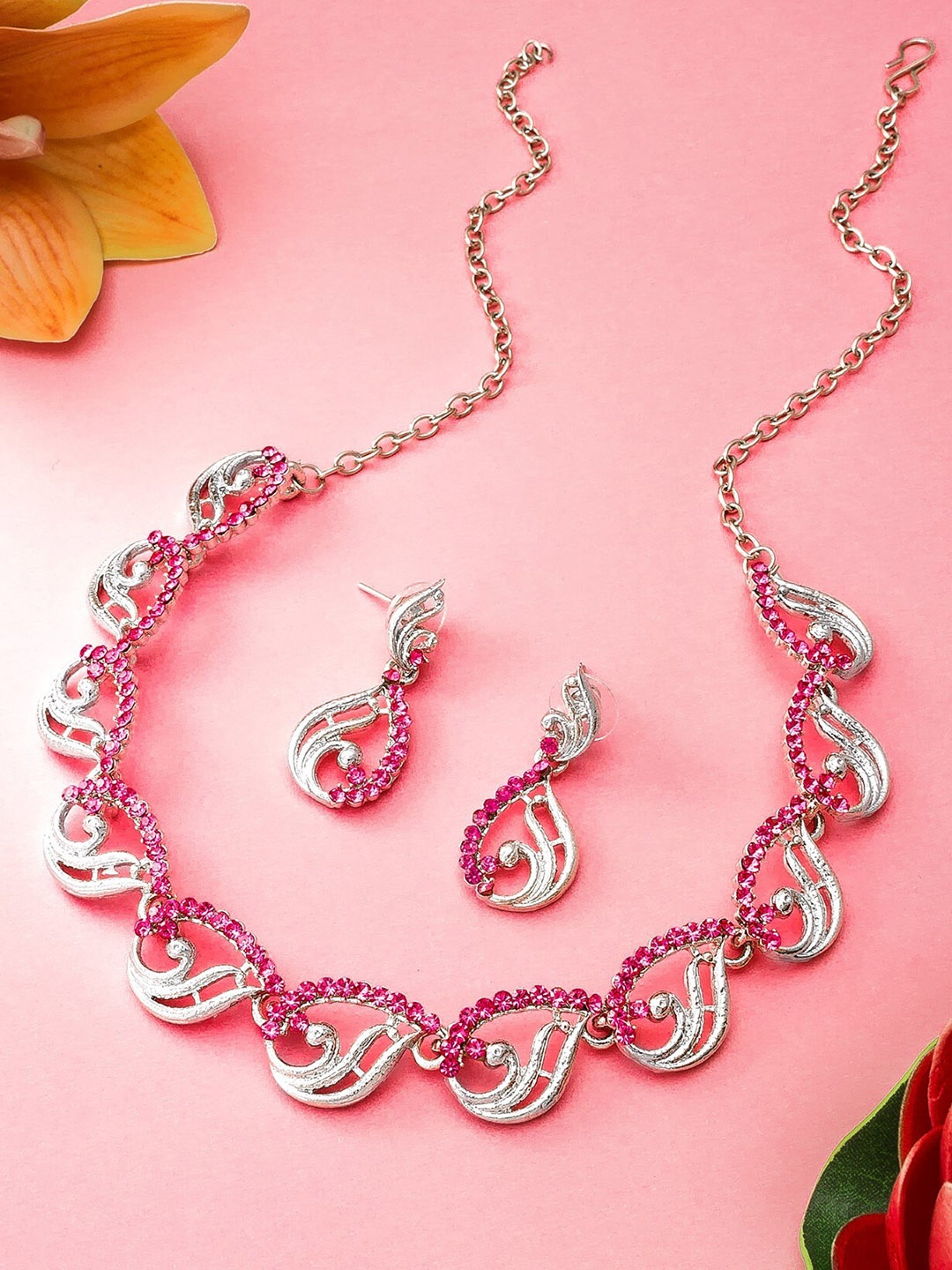 

LUMIERE JEWEL Rhodium-Plated Cubic Zirconia-Studded Jewellery Set, Silver