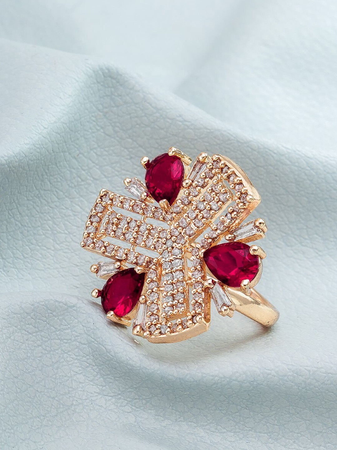 

LUMIERE JEWEL Gold-Plated Cubic Zirconia-Studded Finger Ring
