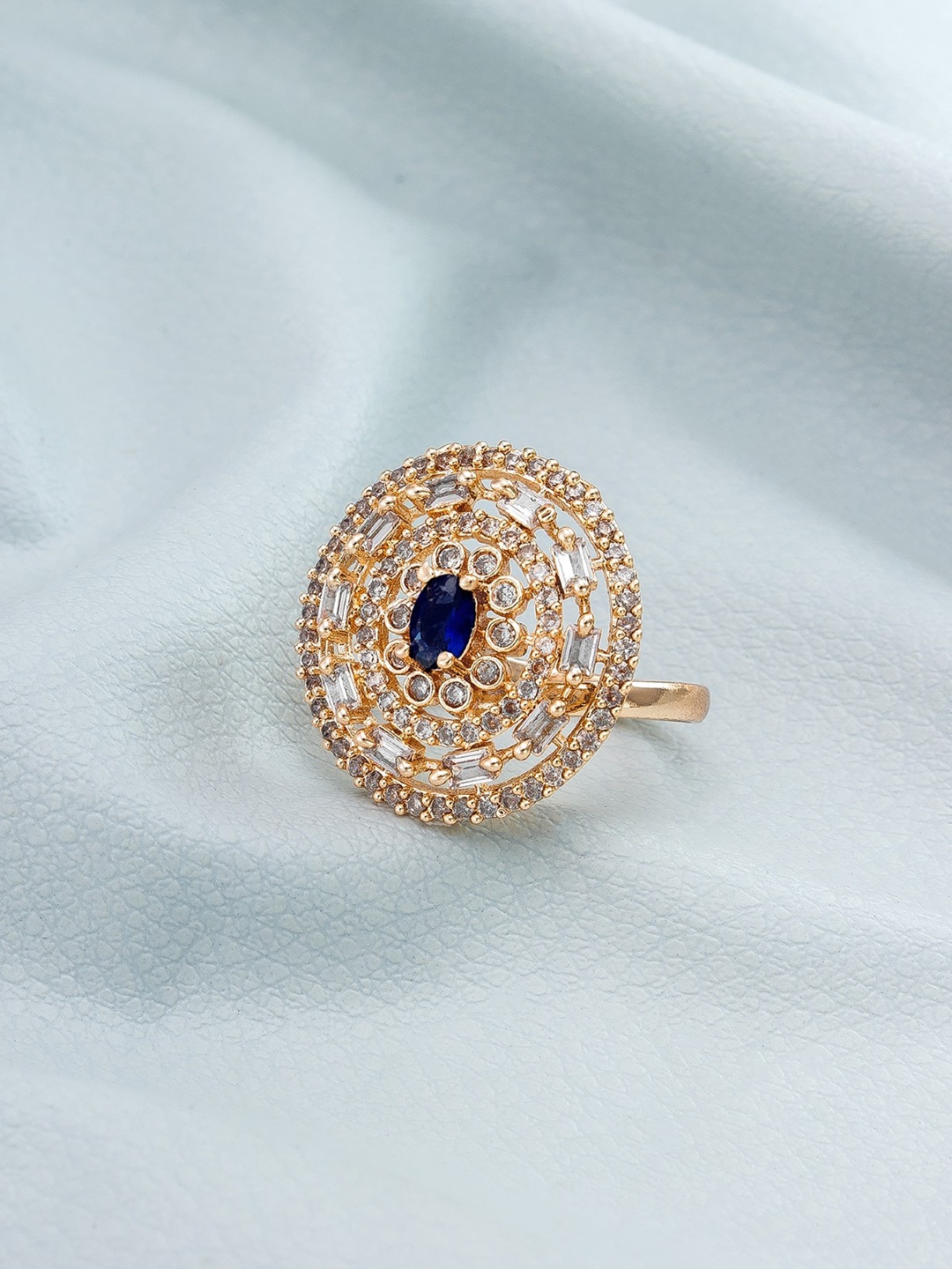 

LUMIERE JEWEL Gold-Plated Cubic Zirconia Studded Finger Ring