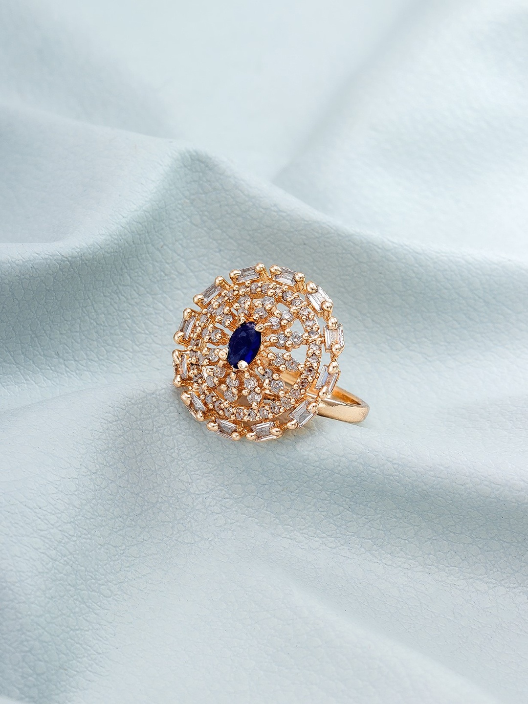 

LUMIERE JEWEL Gold Plated Cubic Zirconia Studded Finger Ring