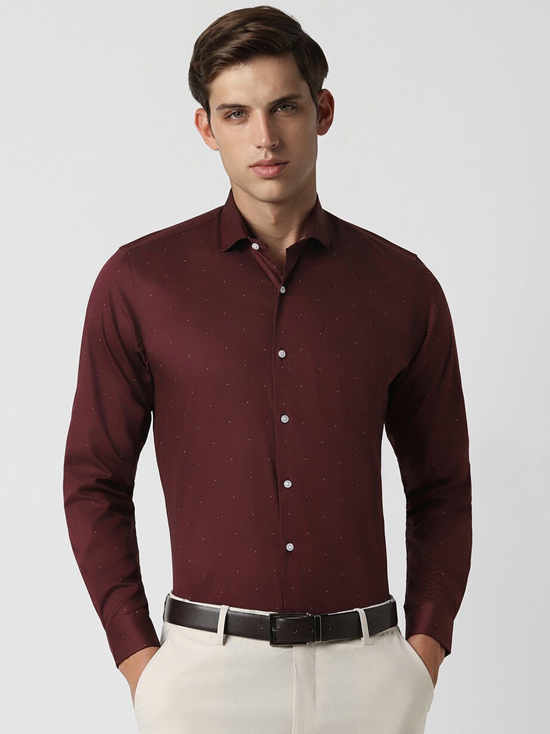 

Peter England Spread Collar Cotton Formal Shirt, Maroon