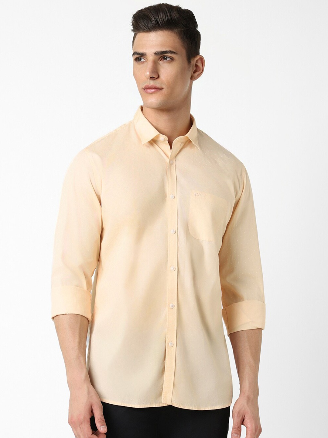 

Peter England Casuals Spread Collar Cotton Casual Shirt, Beige