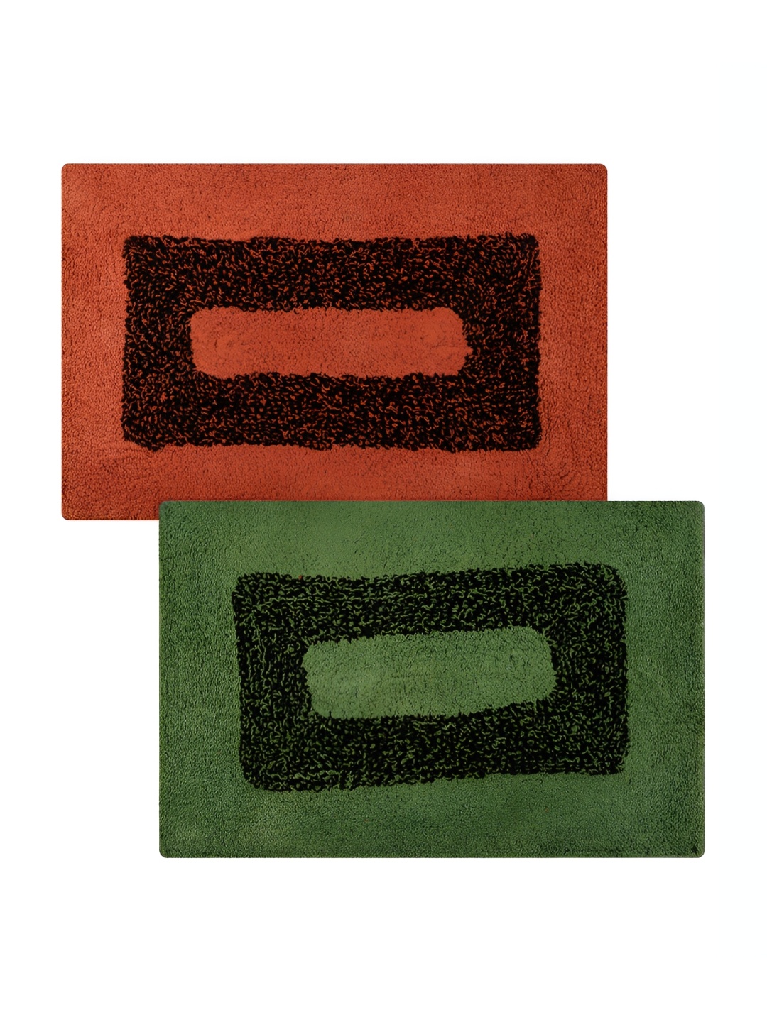 

Kuber Industries Orange Coloured & Green 2 Pieces Printed Anti-Skid Reversible Doormats