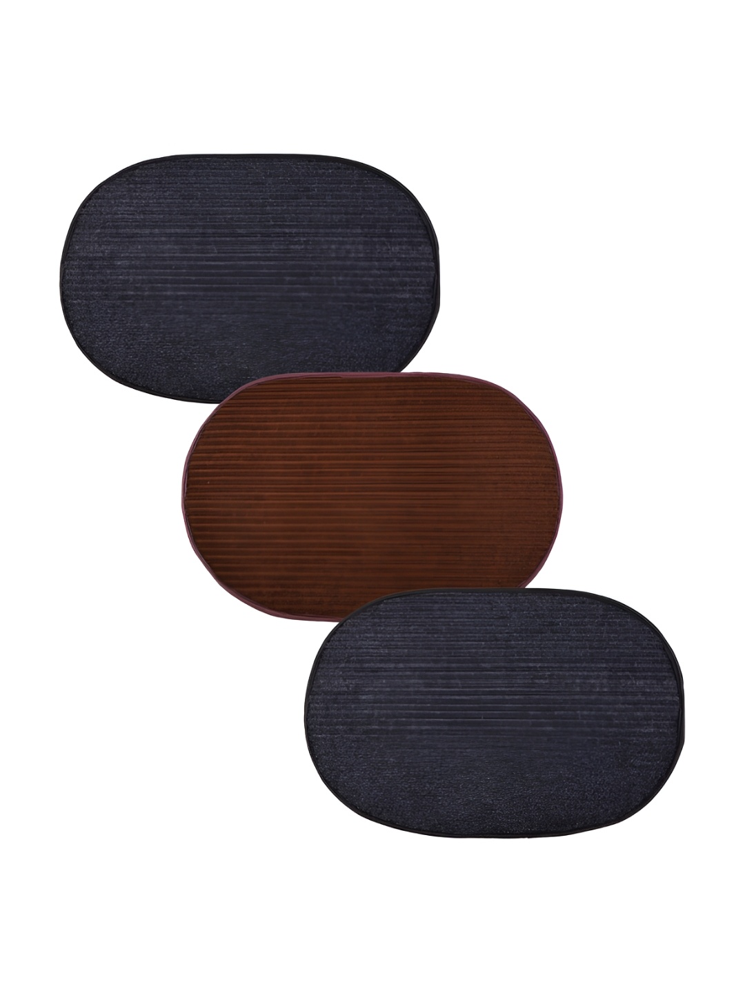 

Kuber Industries Grey & Brown 3 Pieces Anti-Skid Oval Shaped Doormats